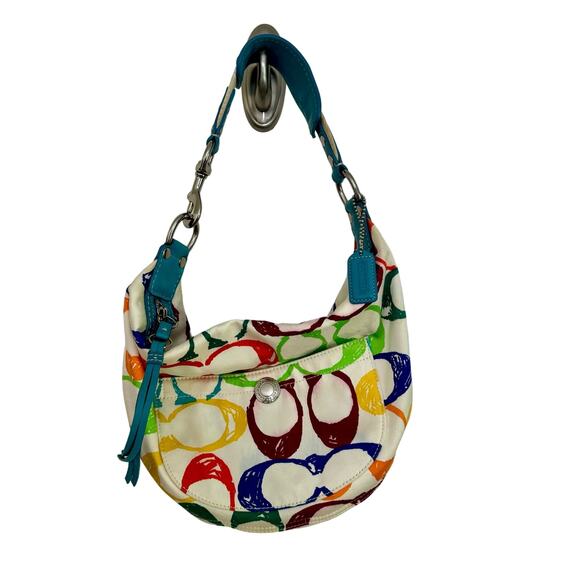 Coach Handbags - Coach Rainbow Blue Trim Shoulder Mini Bag Y2K 90s L04J-5657